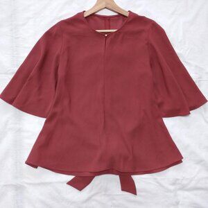 Fenne Flare Sleeve Blouse Burgundy